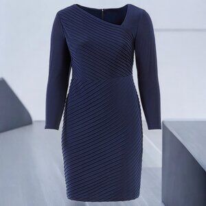 ADRIANNA PAPELL Plus Angled Pintuck Sheath Dress